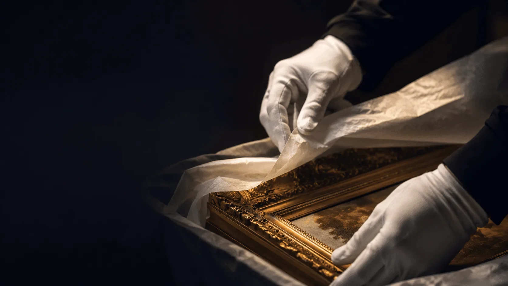 White Glove specialist wrapping fine furniture with protective materials